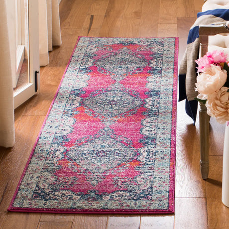 Safavieh Evoke 2'-2" x 7'-0" Rug in Fuchsia / Navy