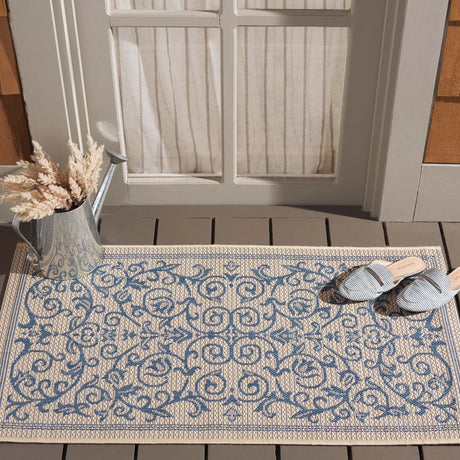 Safavieh Courtyard 2'-0" x 3'-7" Rug in Natural / Blue