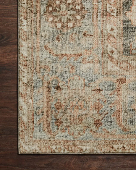 Loloi Margot Mat-03 Ocean/Spice Rugs - corner on wood