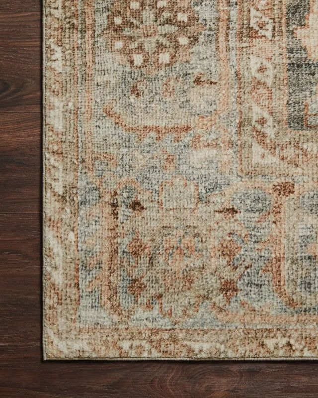 Loloi Margot Mat-03 Ocean/Spice Rugs - corner on wood