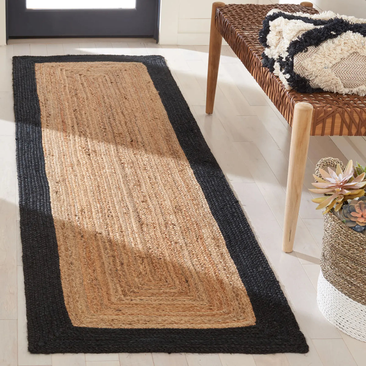 Safavieh Natural Fiber 2'-3" x 10'-0" Rug in Natural / Black
