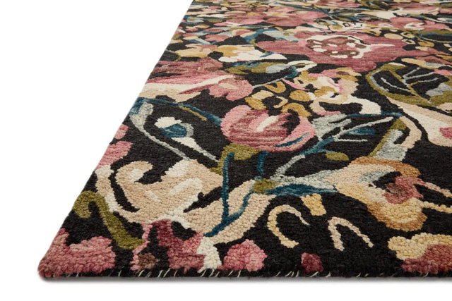 Loloi Belladonna Blm-01 Black/Berry Rug - rug corner