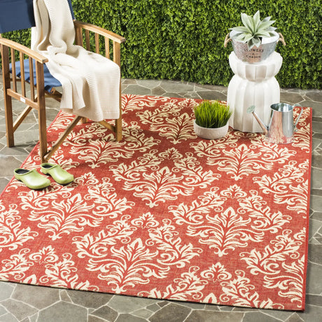 Safavieh Courtyard 5'-3" x 7'-7" Rug in Red / Creme