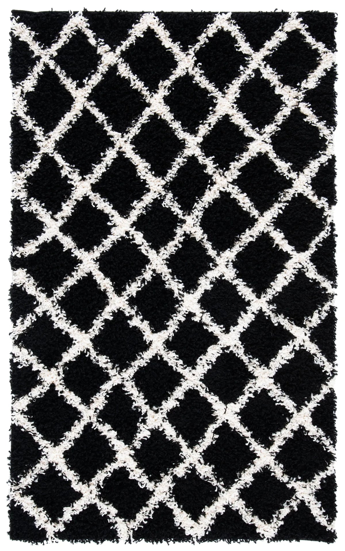 Safavieh Sgd-Dallas Shag 3'-0" x 5'-0" Rug in Black / Ivory