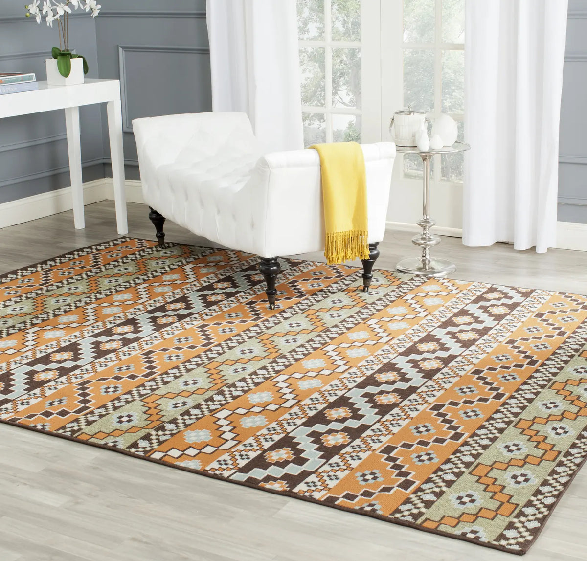 Safavieh Veranda 6'-7" x 9'-6" Rug in Terracotta / Chocolate
