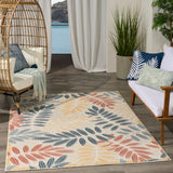 Nourison Aloha ALH18 Machine Made Ivory, Blue Rug