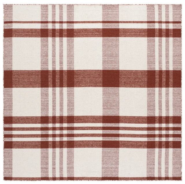 Safavieh Striped Kilim 6'-0" x 6'-0" Rug in Rust / Ivory