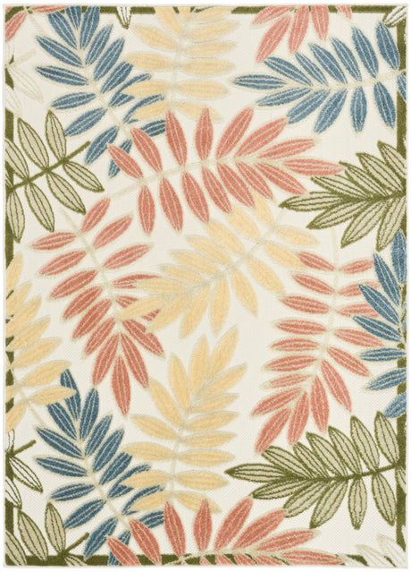 Nourison Aloha ALH18 Machine Made Ivory, Rose Rug