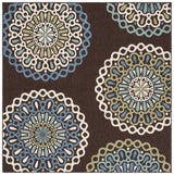 Safavieh Veranda 6'-7" x 6'-7" Rug in Chocolate / Blue