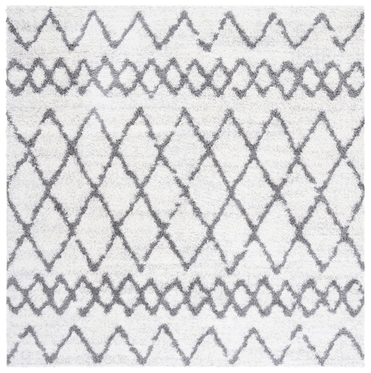 Safavieh Berber Shag 6'-7" x 6'-7" Rug in Ivory / Grey