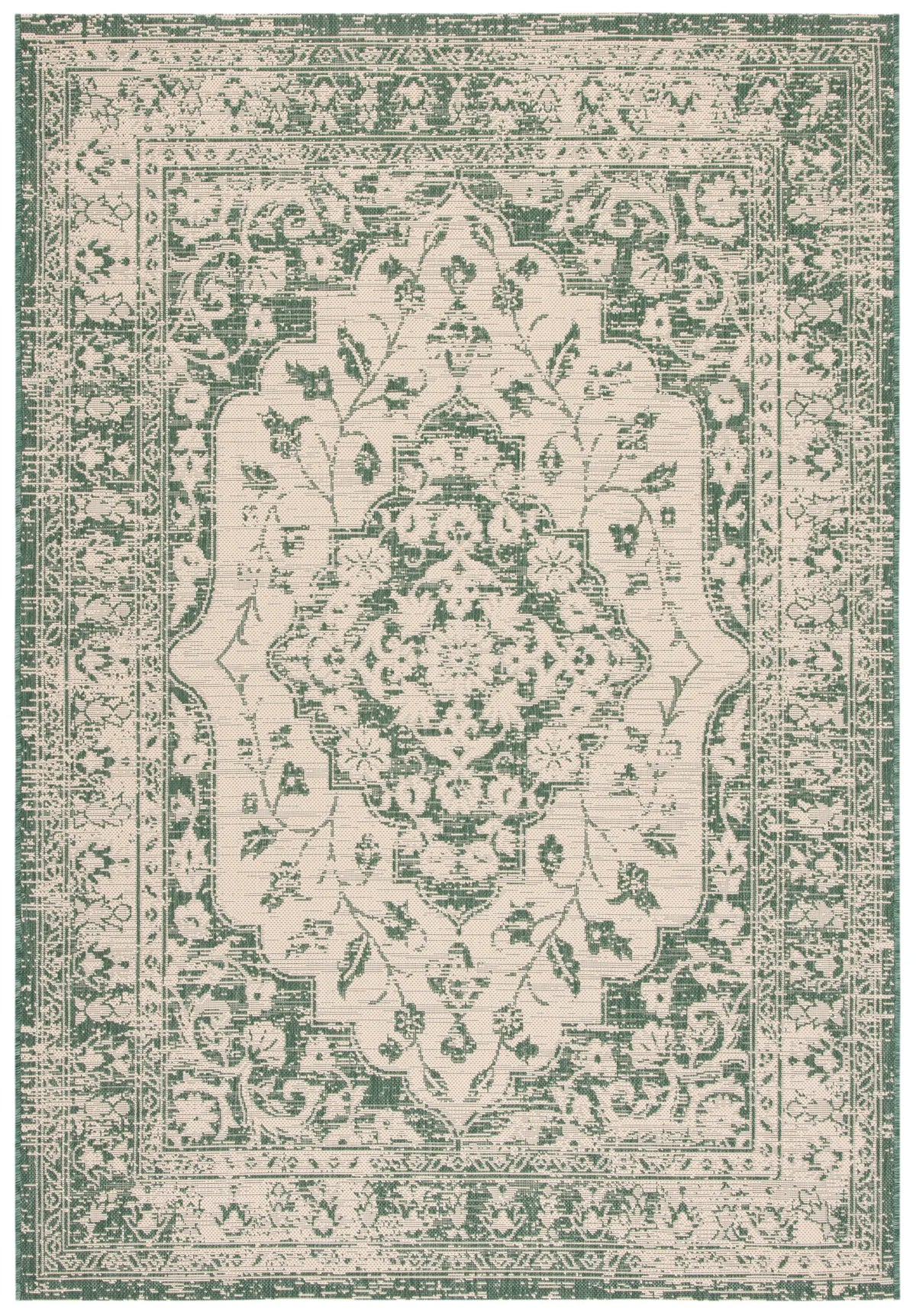 Safavieh Courtyard 4'-0" x 5'-7" Rug in Beige / Dark Green