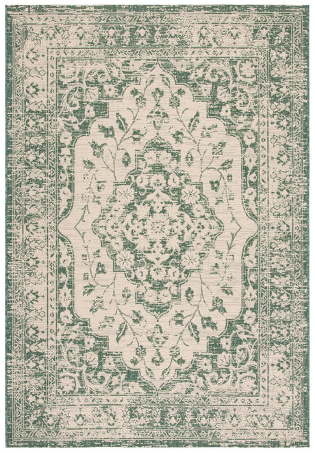 Safavieh Courtyard 4'-0" x 5'-7" Rug in Beige / Dark Green