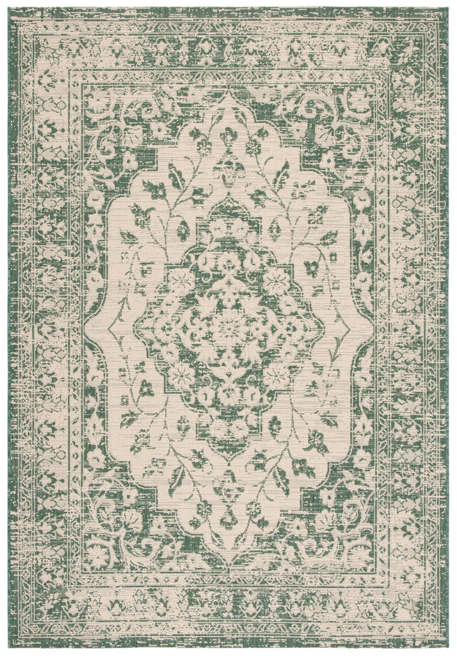 Safavieh Courtyard 4'-0" x 5'-7" Rug in Beige / Dark Green