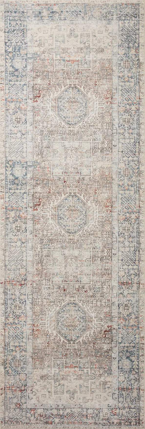 Chris Loves Julia x Loloi Jules 7-Jul Natural / Ocean Rug - runner flat