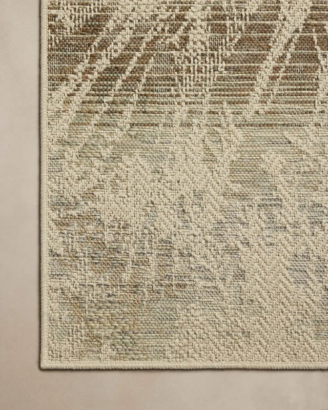Loloi Saylor SAY-10 Ivory / Stone Rug - corner on wood