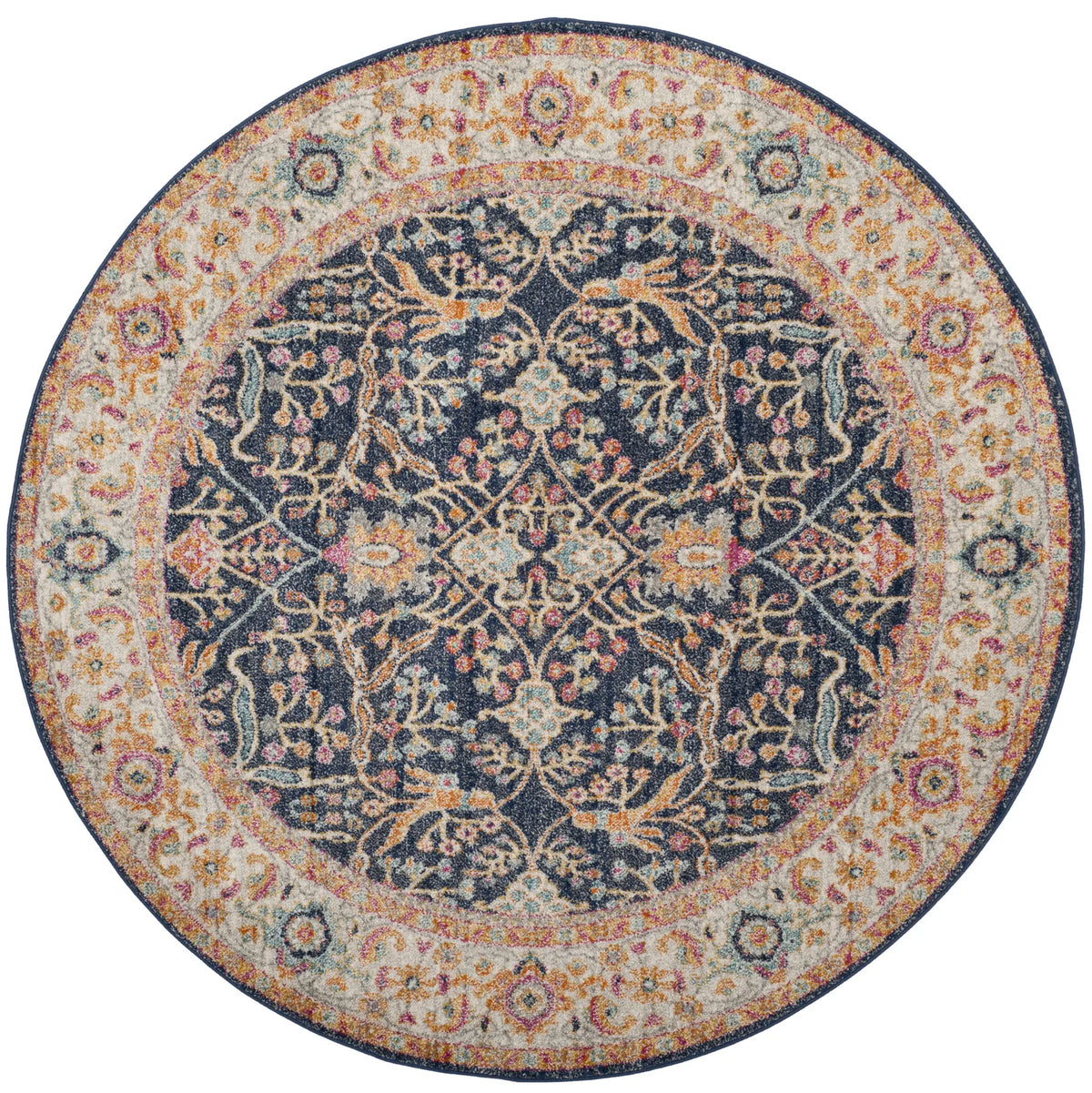 Safavieh Madison 5'-3" x 5'-3" Rug in Navy / Creme