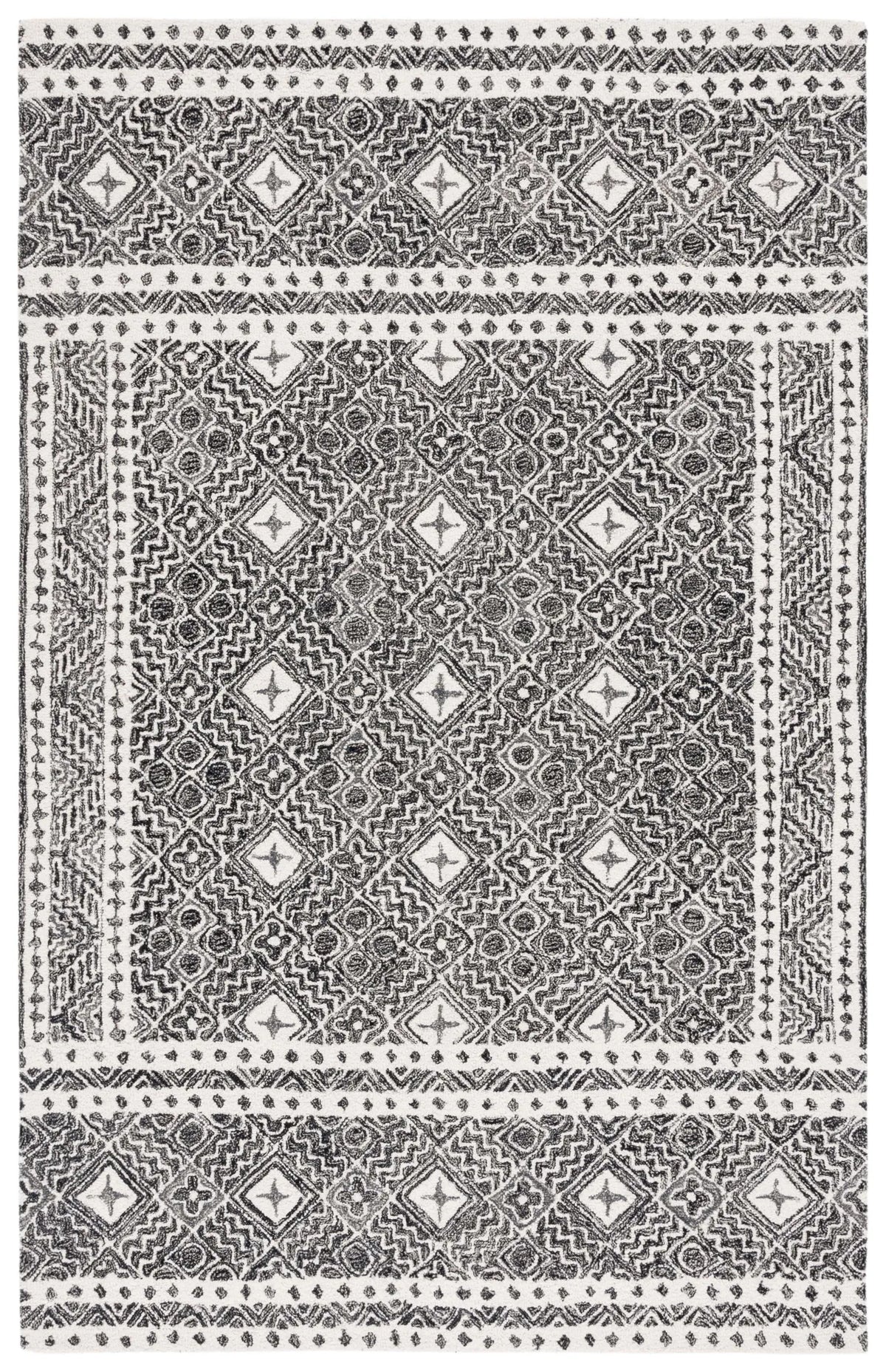 Safavieh Micro-Loop 4'-0" x 6'-0" Rug in Black / Ivory