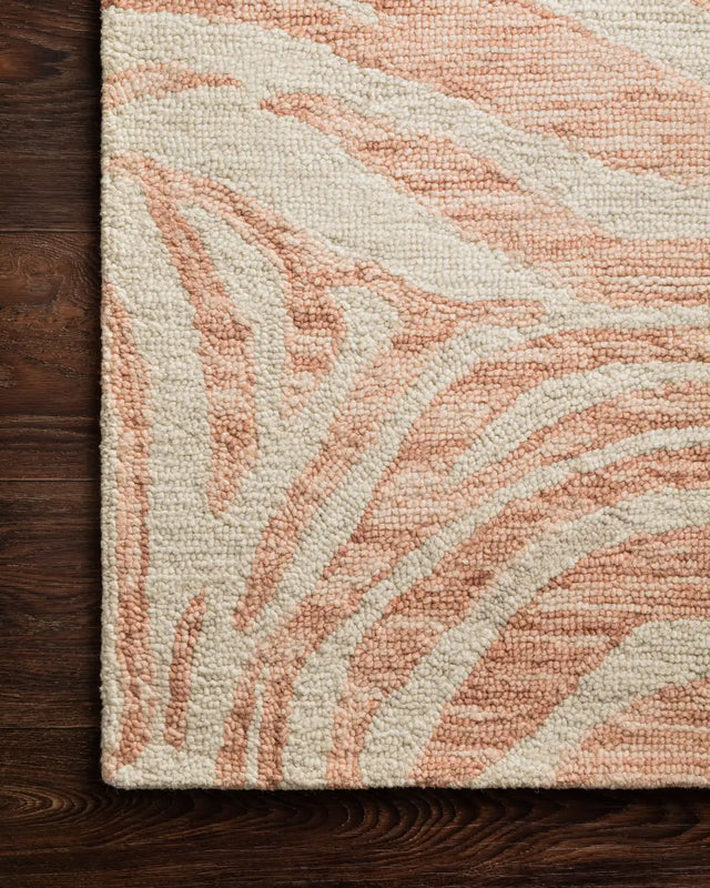 Loloi Masai Mas-01 Blush / Ivory Rugs - corner on wood