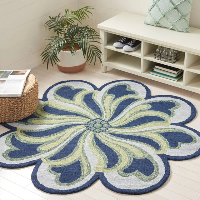 Safavieh Novelty 5'-0" x 5'-0" Rug in Navy / Green