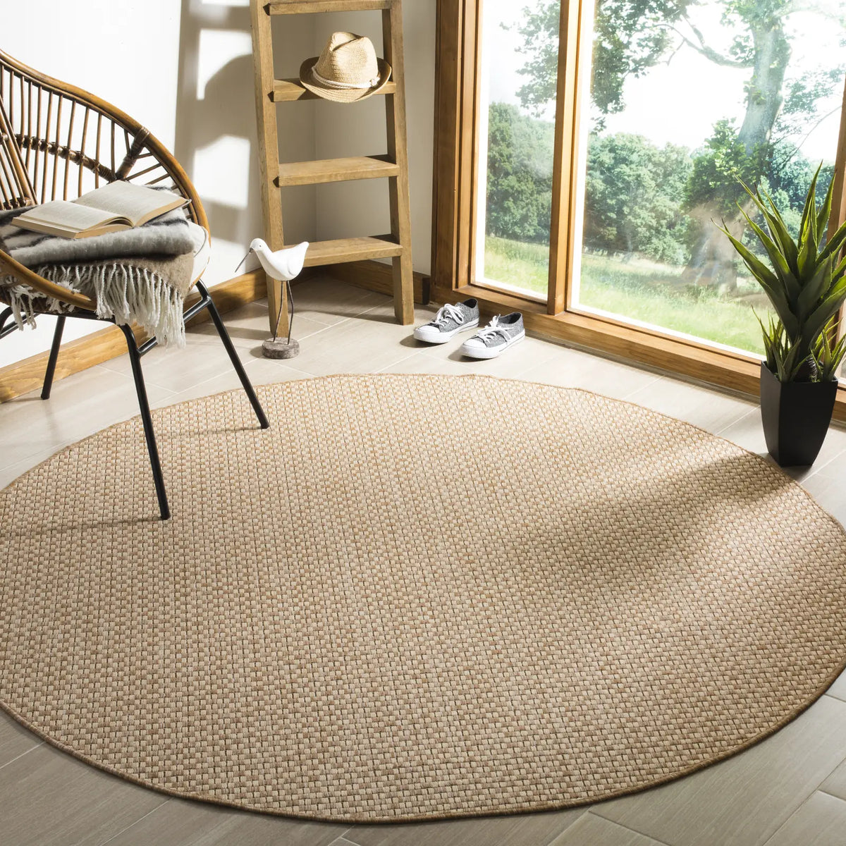 Safavieh Courtyard 10'-0" x 10'-0" Rug in Natural / Cream