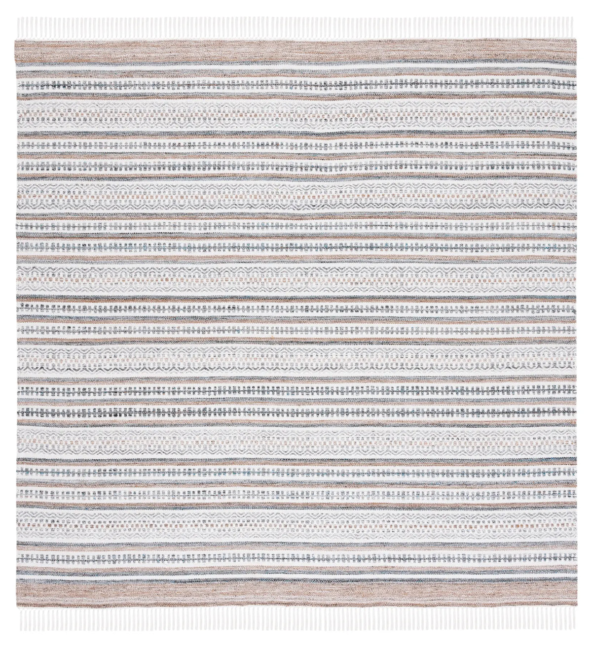 Safavieh Striped Kilim 7'-0" x 7'-0" Rug in Grey / Ivory