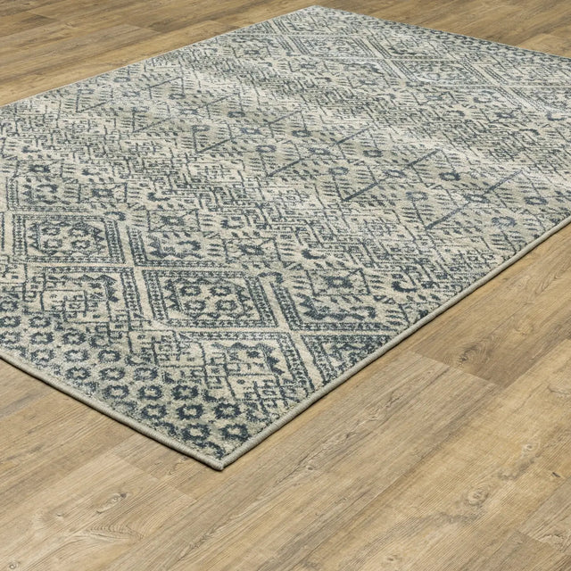 Oriental Weavers Sphinx Branson Br02A Blue/ Beige Rugs - angle detail