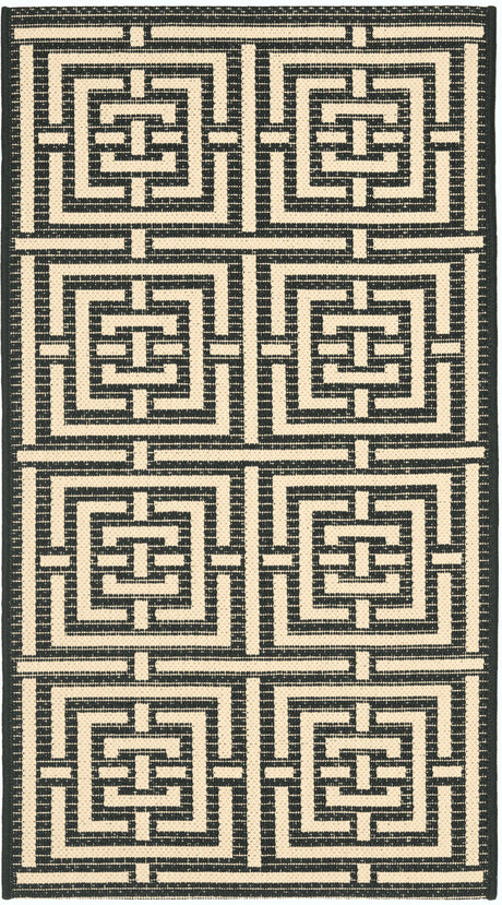 Safavieh Courtyard 2'-0" x 3'-7" Rug in Black / Bone