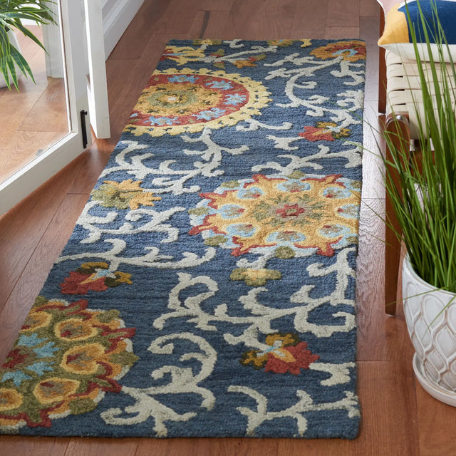Safavieh Blossom 2'-3" x 10'-0" Rug in Navy / Multi