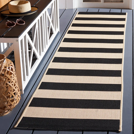 Safavieh Courtyard 2'-3" x 10'-0" Rug in Beige / Black