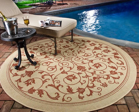 Safavieh Courtyard 6'-7" x 6'-7" Rug in Natural / Terra