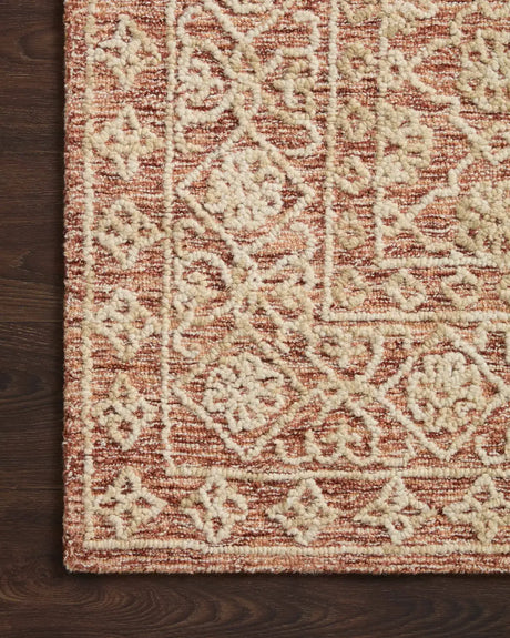 Loloi Cecelia Cec-01 Rust/Natural Rug - corner on wood