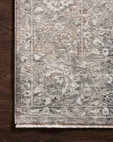 Loloi Homage Hom-03 Stone/Ivory Rugs - corner on wood