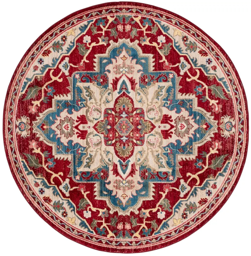 Safavieh Kashan 6'-7" x 6'-7" Rug in Red / Beige