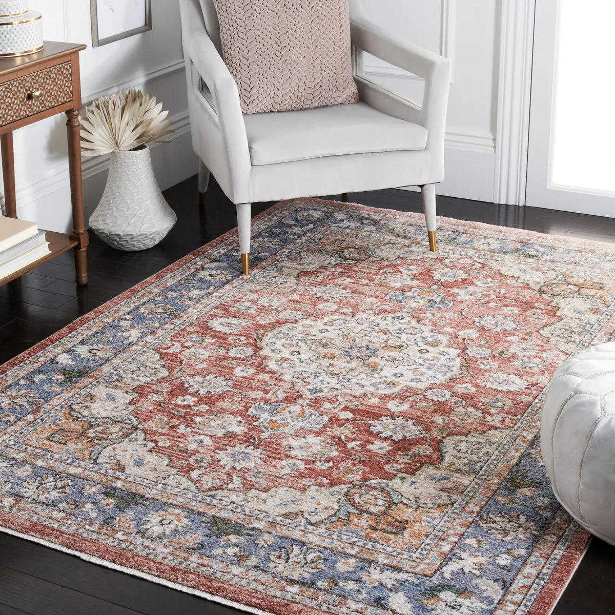 Safavieh Jasmine 4'-5" x 6'-5" Rug in Rust / Blue