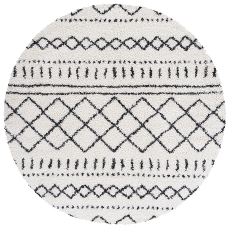 Safavieh Arizona Shag 6'-7" x 6'-7" Rug in Ivory / Black