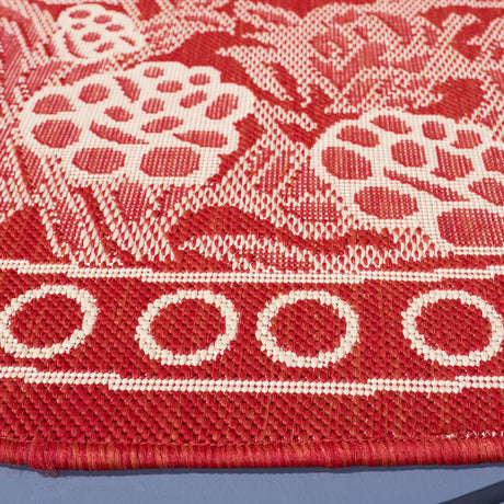Safavieh Courtyard 5'-3" x 5'-3" Rug in Red / Natural