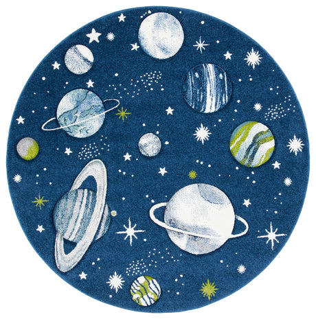 Safavieh Carousel Kids 100 5'-3" x 5'-3" Rug in Navy / Ivory