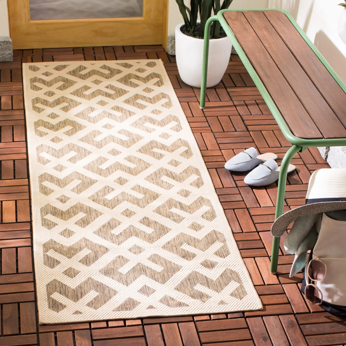 Safavieh Courtyard 2'-3" x 10'-0" Rug in Brown / Bone