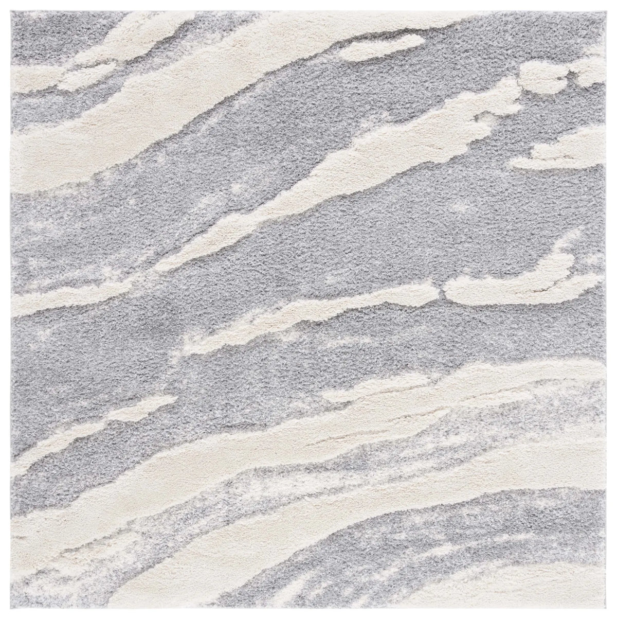 Safavieh Hi-Lo Shag 6'-7" x 6'-7" Rug in Grey / Light Beige