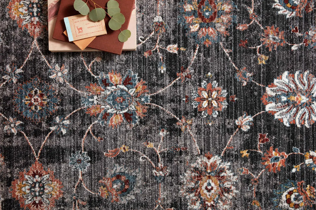 Loloi Samra Sam-08 Charcoal/Multi Rugs - styled aerial 1
