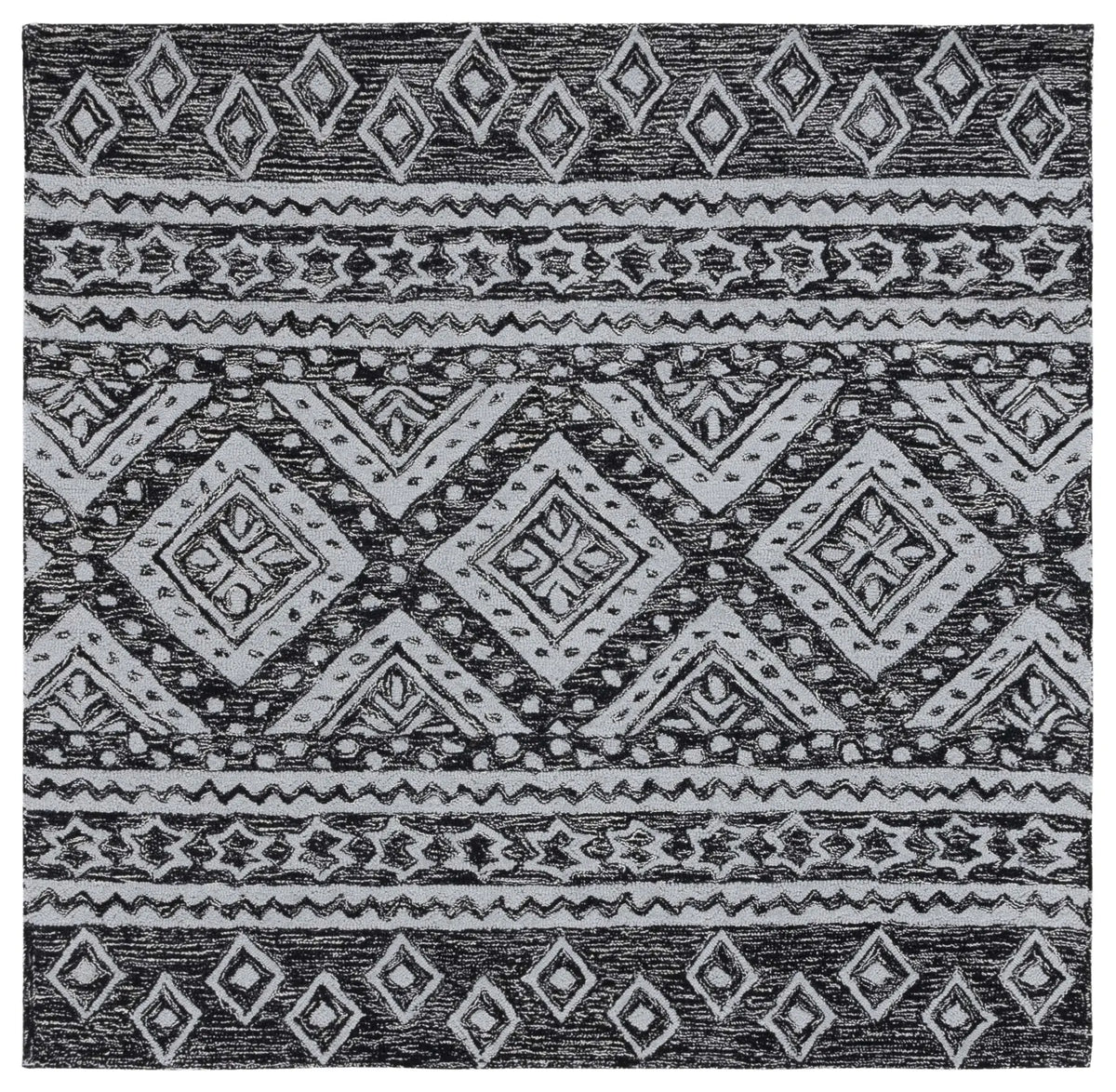 Safavieh Micro-Loop 5'-0" x 5'-0" Rug in Black / Grey