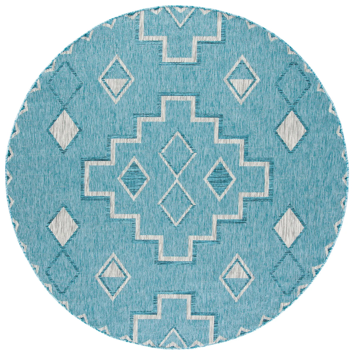 Safavieh Courtyard 6'-7" x 6'-7" Rug in Aqua / Grey