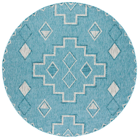 Safavieh Courtyard 6'-7" x 6'-7" Rug in Aqua / Grey