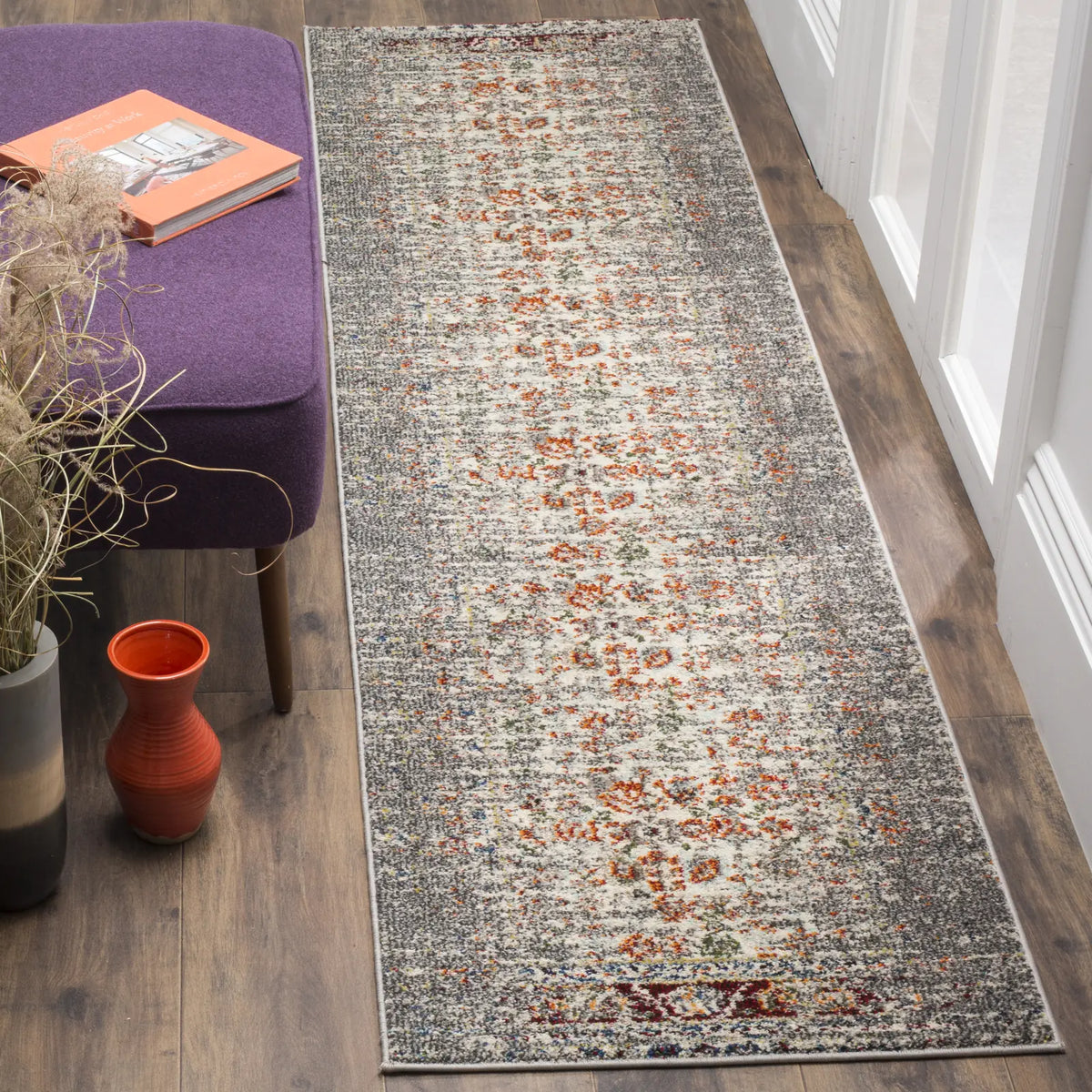 Safavieh Monaco 2'-2" x 8'-0" Rug in Grey / Ivory