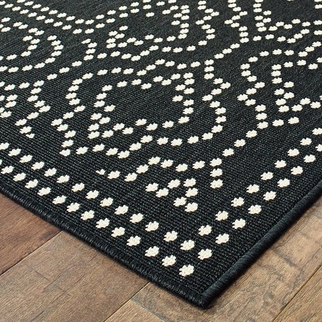 Oriental Weavers Sphinx Marina 1247K Black / Ivory Rugs - corner detail