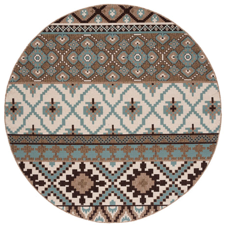 Safavieh Veranda 6'-7" x 6'-7" Rug in Creme / Brown