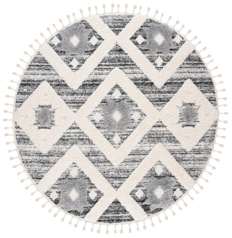 Safavieh Moroccan Tassel Shag 5'-3" x 5'-3" Rug in Grey / Ivory