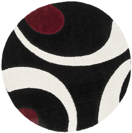 Safavieh Florida Shag 5'-0" x 5'-0" Rug in Black / Ivory