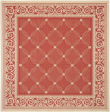 Safavieh Courtyard 6'-7" x 6'-7" Rug in Red / Natural