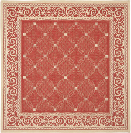 Safavieh Courtyard 6'-7" x 6'-7" Rug in Red / Natural